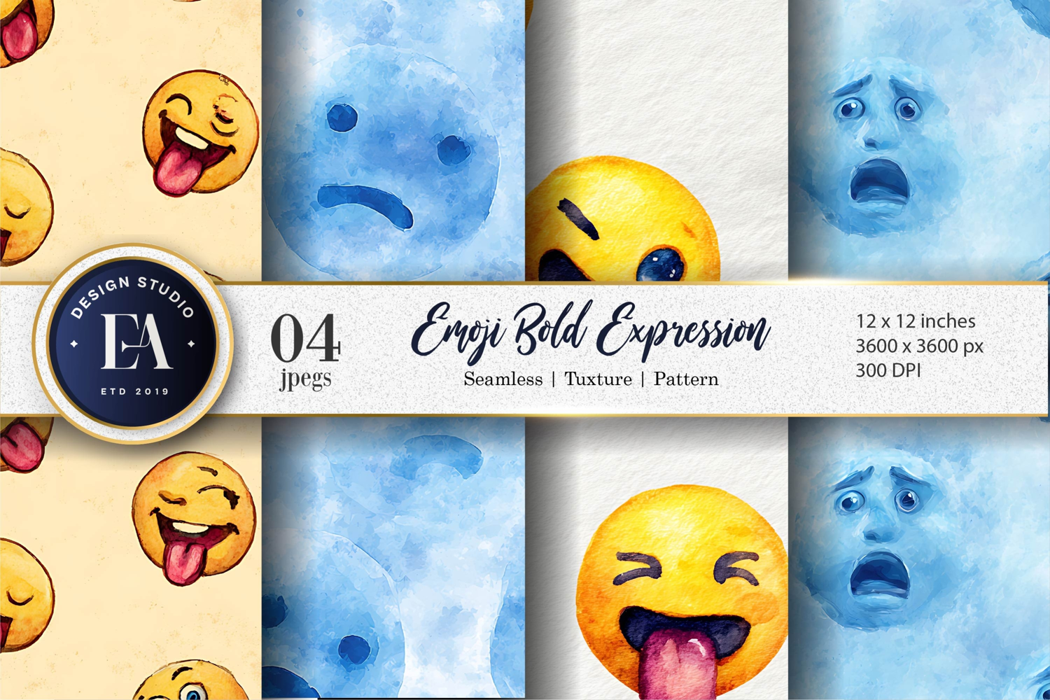 Watercolor Clown Faces Seamless Pattern Digital Paper product image 1