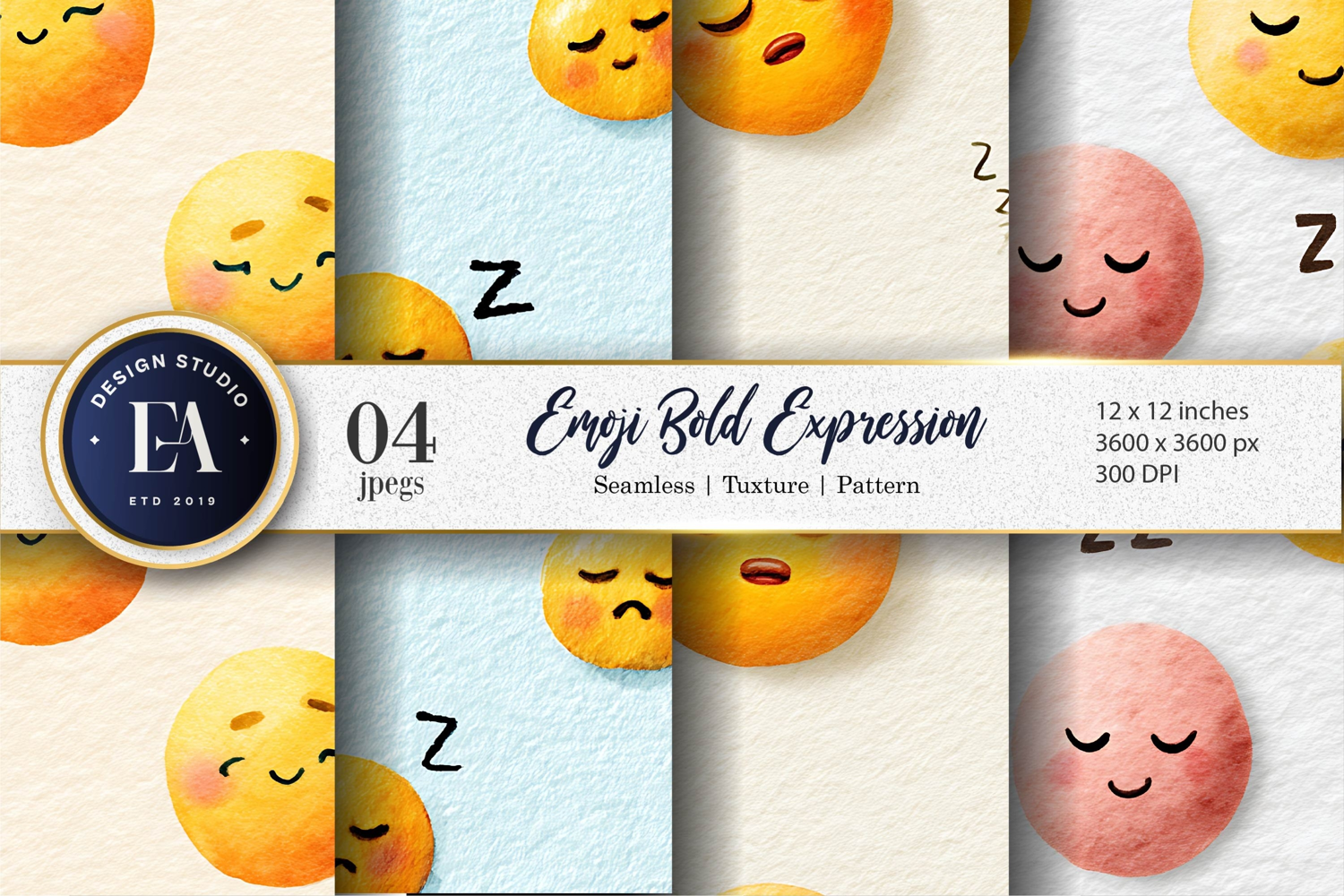 Artistic Watercolor Clown Faces Seamless Digital Paper product image 1