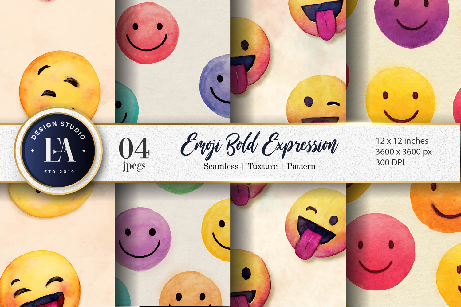 Watercolor Seamless Clown Faces Pattern Digital Paper product image 1