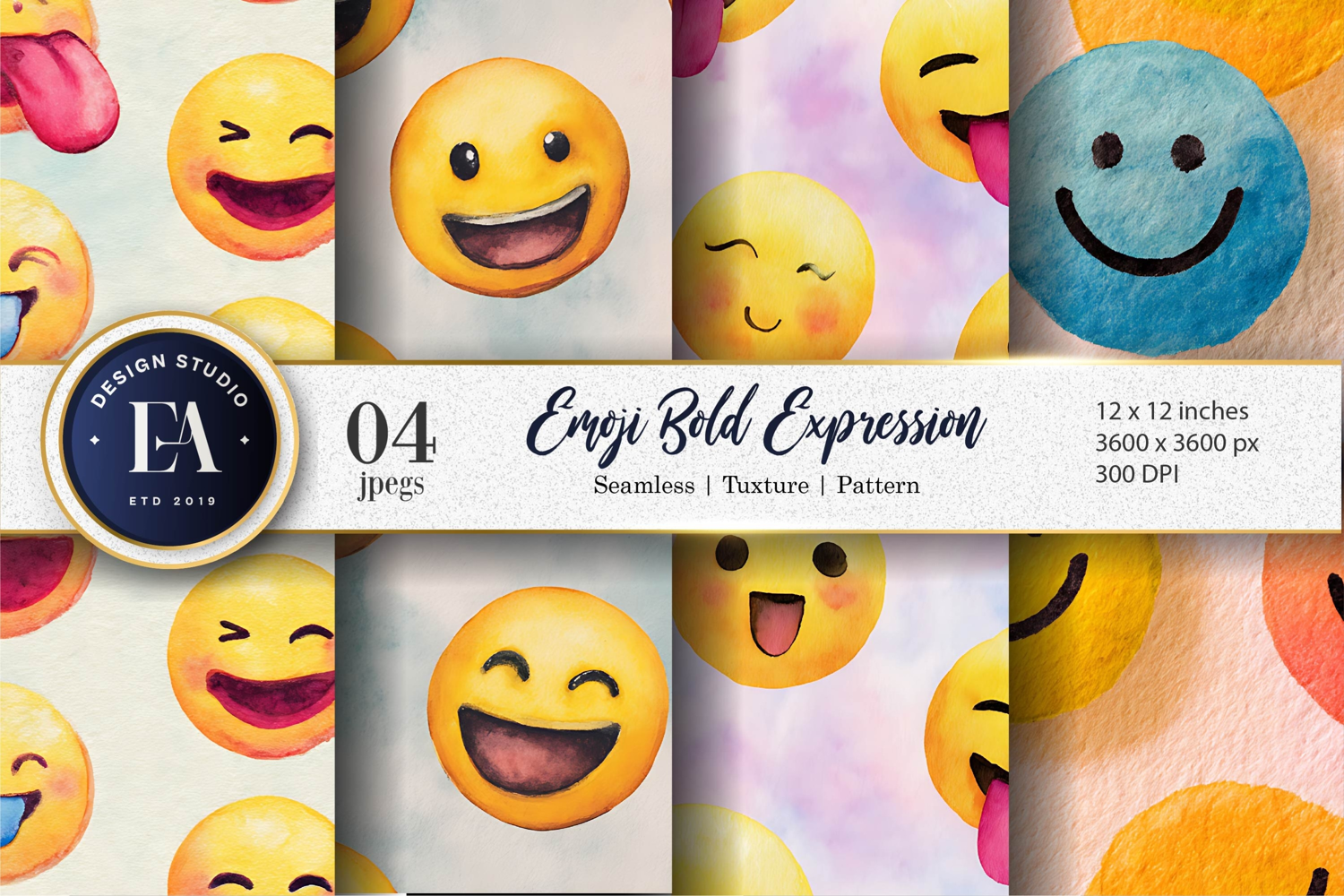 Clown Faces Watercolor Seamless Pattern Digital Paper product image 1