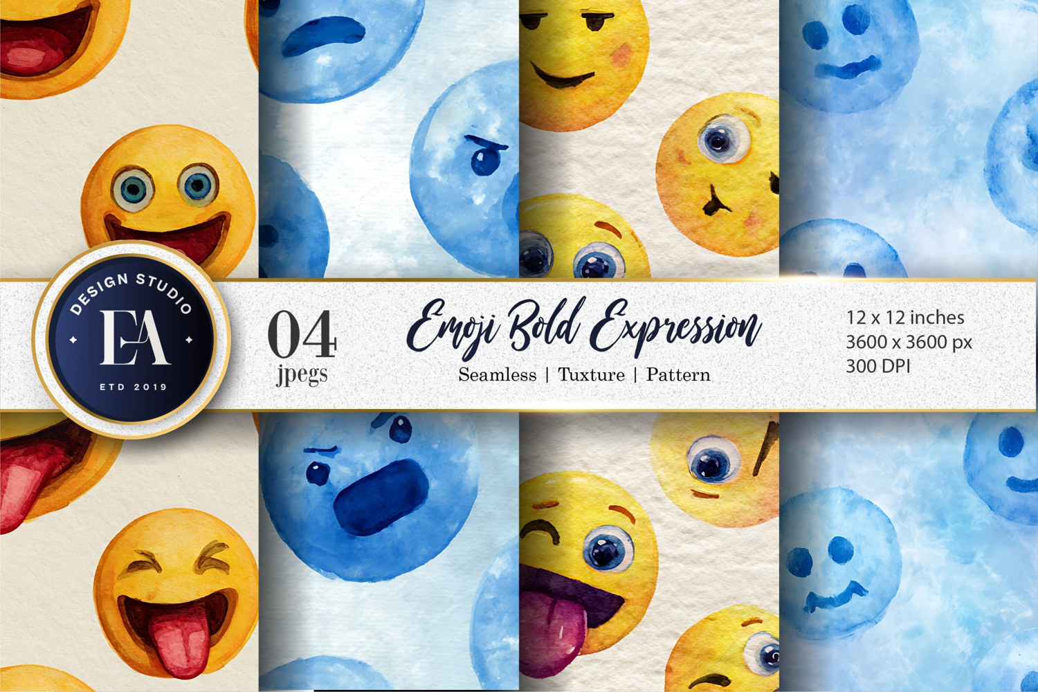 Watercolor Clown Faces Seamless Pattern Digital Paper product image 1