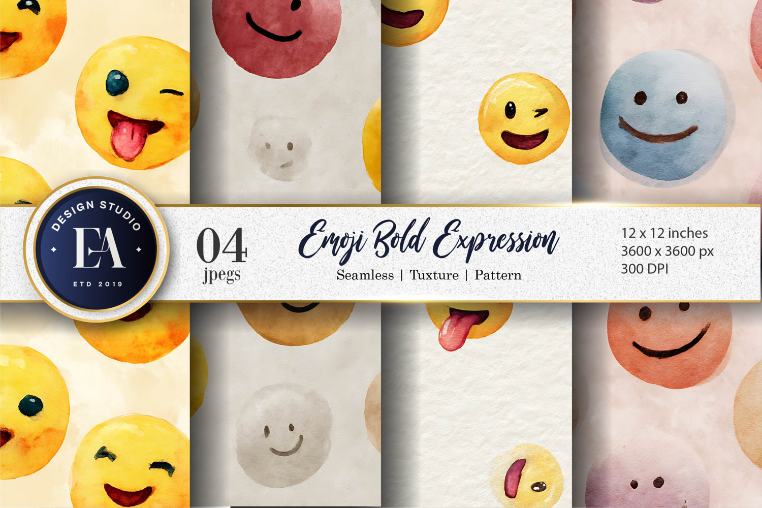 Clown Faces Watercolor Seamless Pattern Digital Paper product image 1