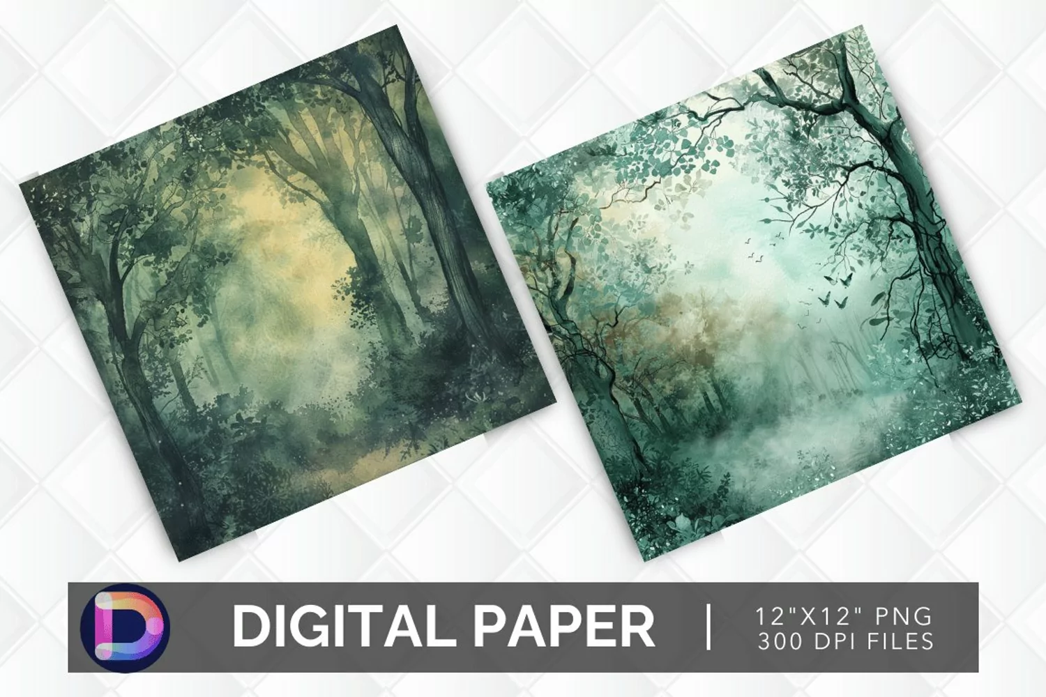 Enchanted Forest Watercolor Digital Paper product image 1