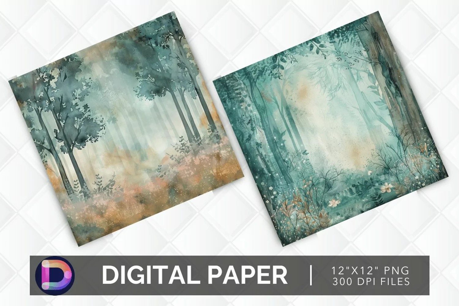 Enchanted Forest Watercolor Digital Paper product image 1