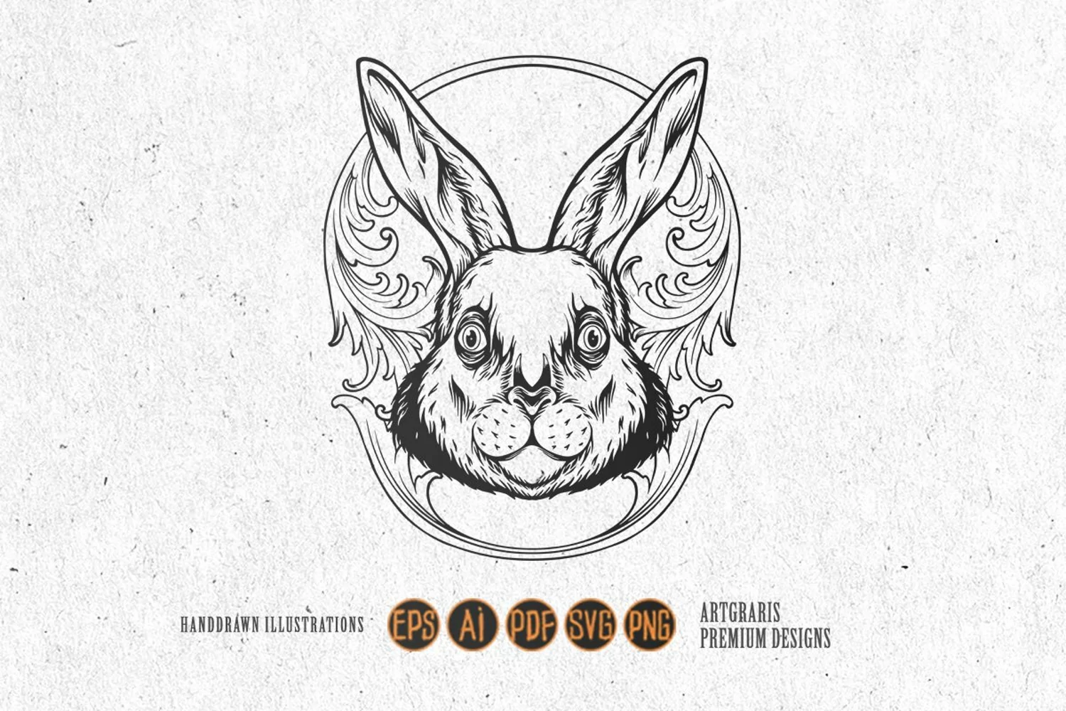 Engraved delight adorable bunny with vintage frame product image 1