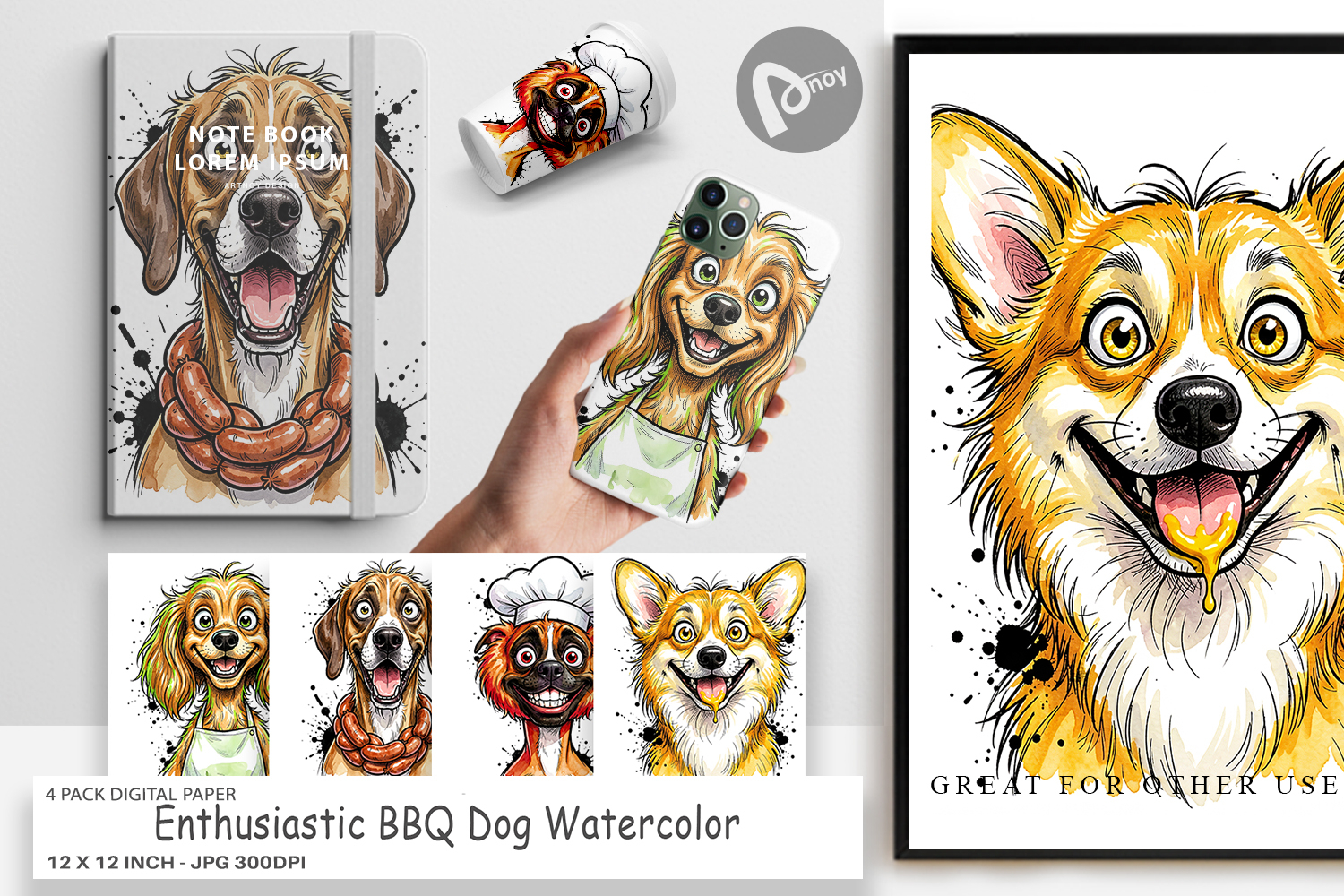 Enthusiastic BBQ Dog Digital Paper product image 1