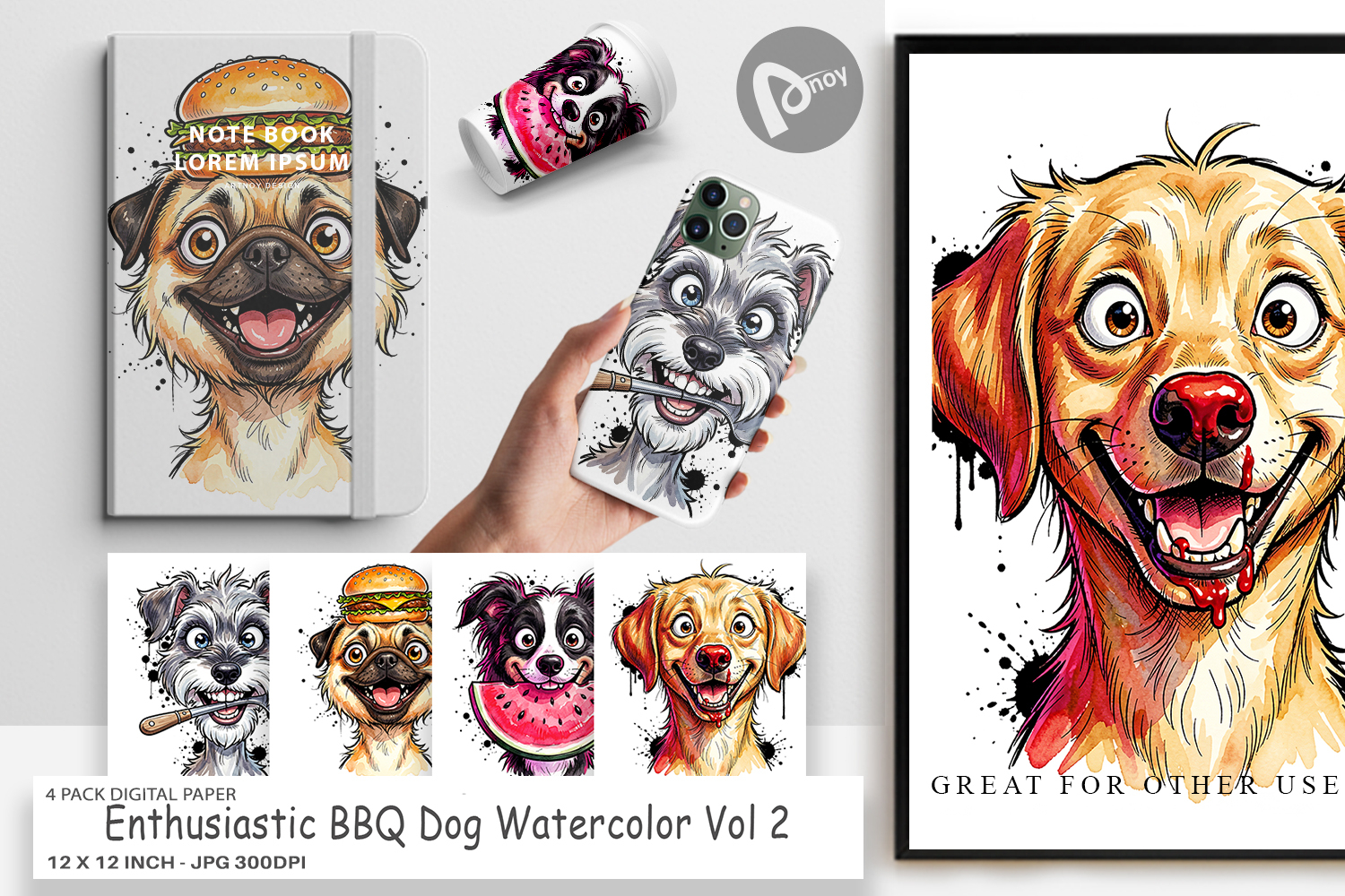 Enthusiastic BBQ Dog Digital Paper product image 1