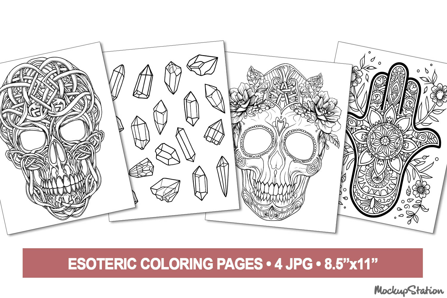 Skull Coloring Pages | Witchy Coloring Page for Adults product image 1