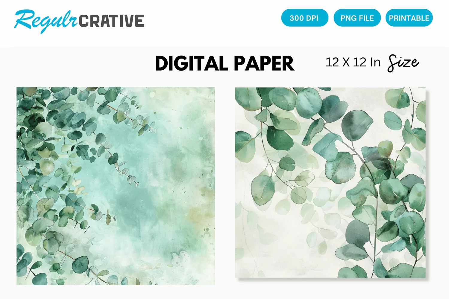 Eucalyptus Seamless Pattern, Eucalyptus Digital Paper product image 1