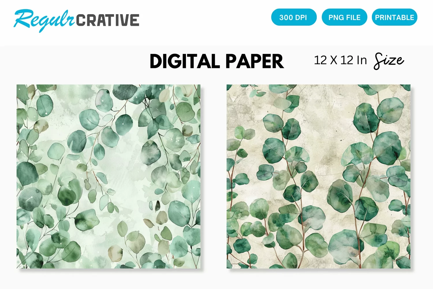 Eucalyptus Seamless Pattern, Eucalyptus Digital Paper product image 1