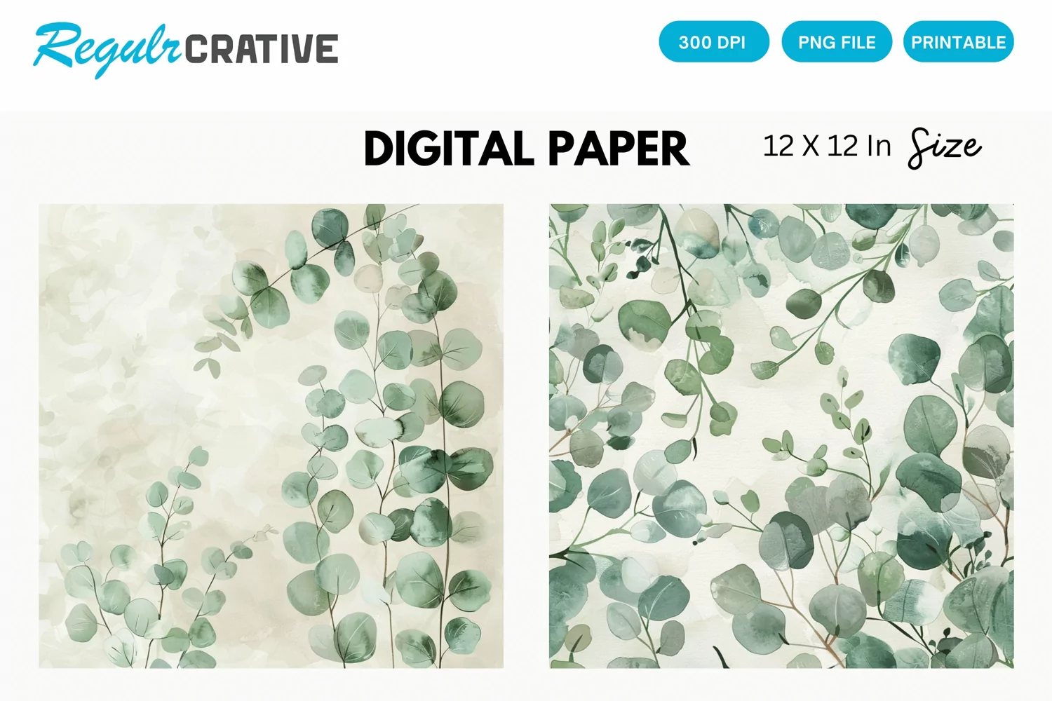 Eucalyptus Seamless Pattern, Eucalyptus Digital Paper product image 1