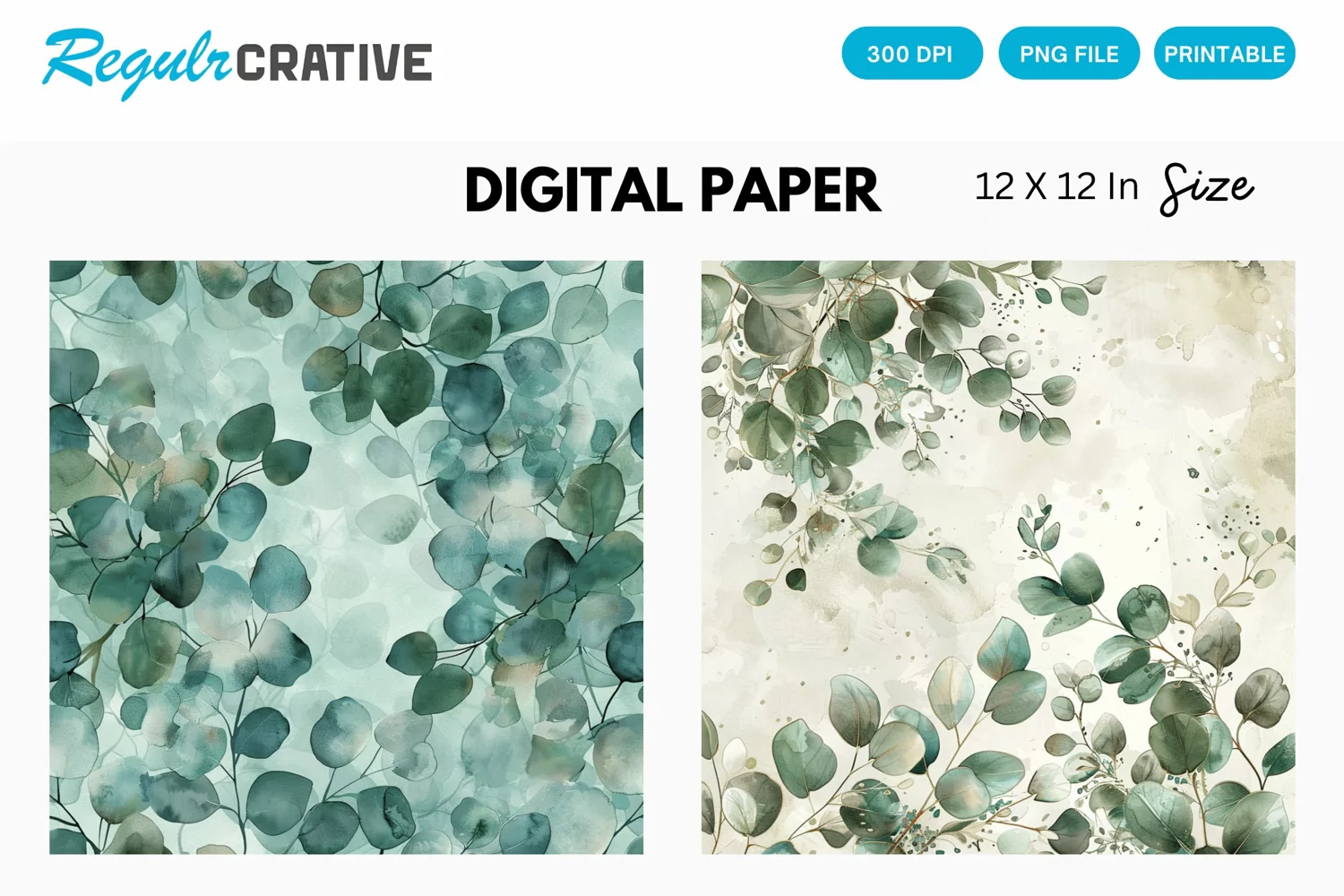 Eucalyptus Seamless Pattern, Eucalyptus Digital Paper product image 1