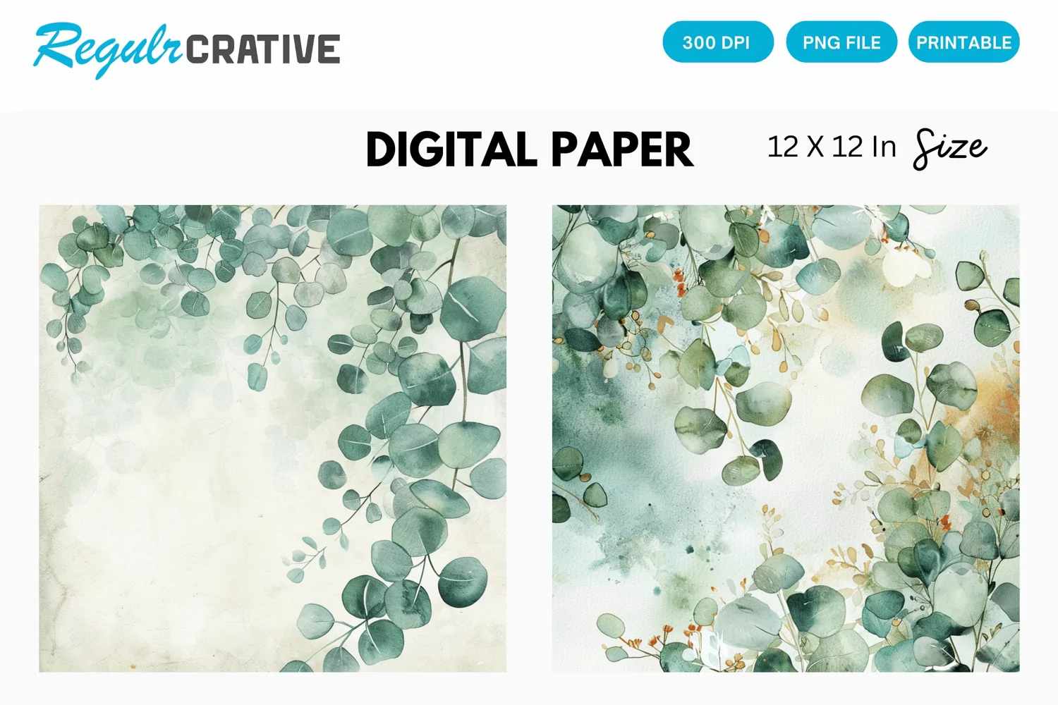 Eucalyptus Seamless Pattern, Eucalyptus Digital Paper product image 1