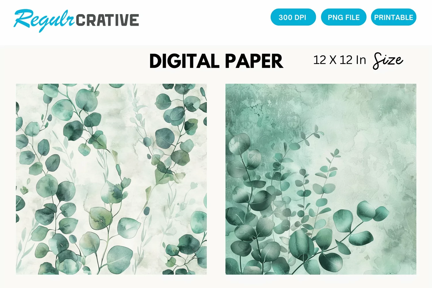 Eucalyptus Seamless Pattern, Eucalyptus Digital Paper product image 1
