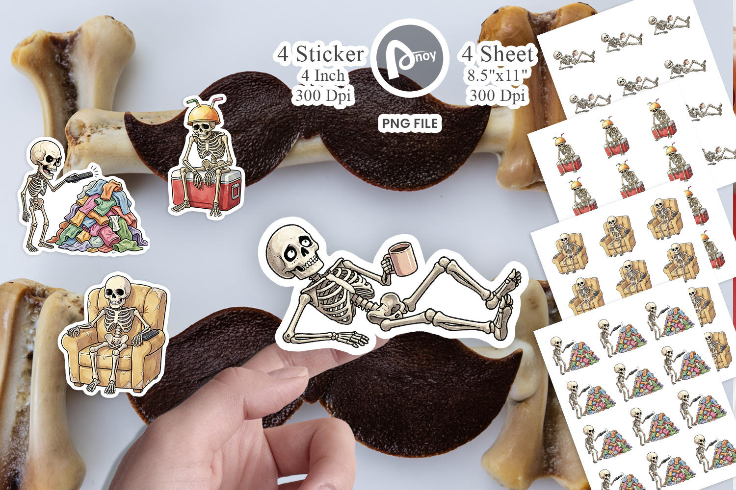 Exhausted Lazy Dad Bone Sticker product image 1