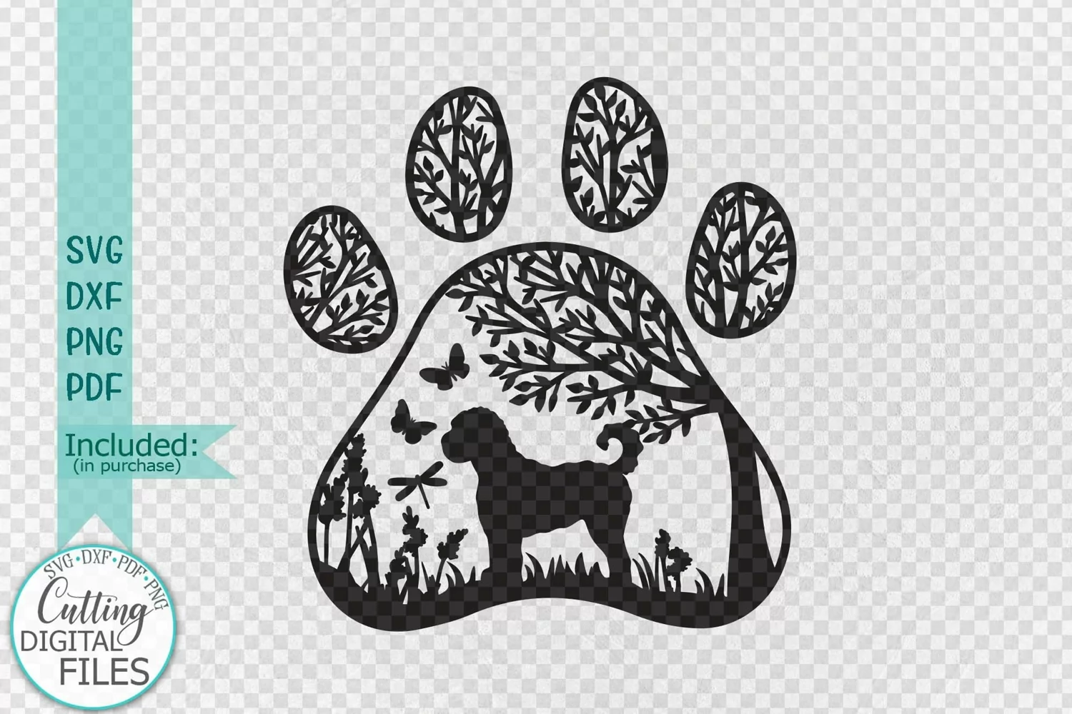 Labradoodle Paw Dog sign svg dxf pdf cut out template product image 1
