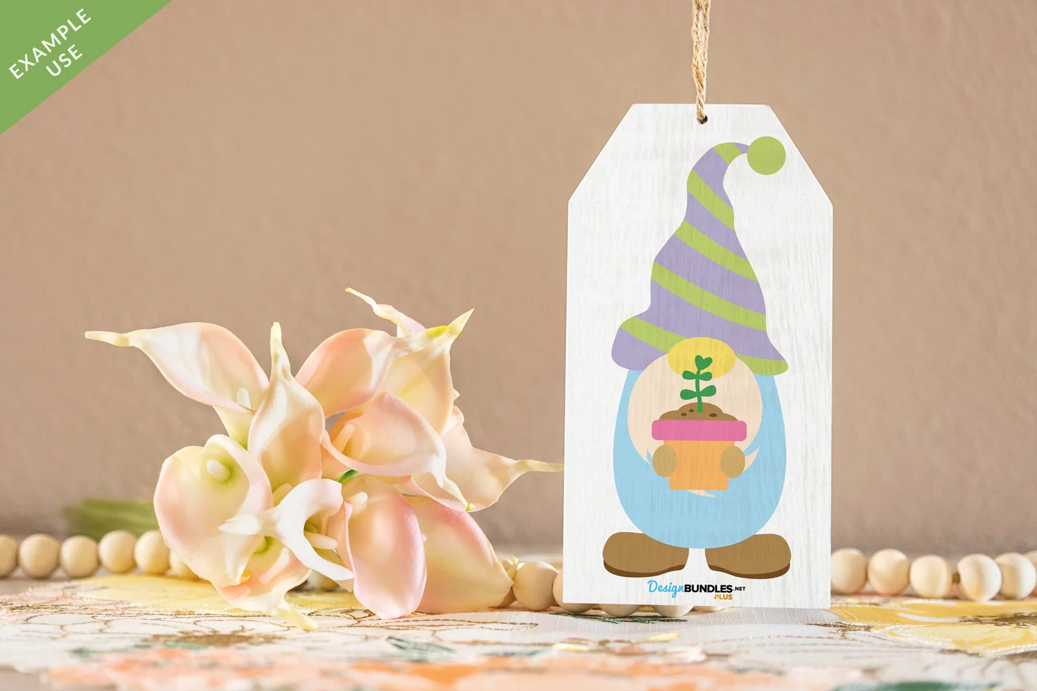 Wood Tag with Lilies| Mock up product image 1