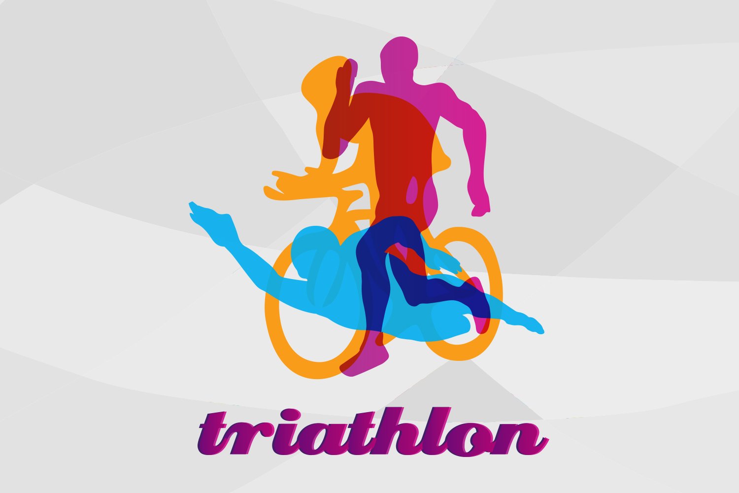 Triathlon logo design. Vector figures triathletes (1219821