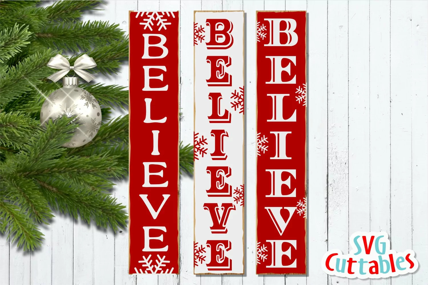 Christmas SVG | Believe Vertical Sign product image 1