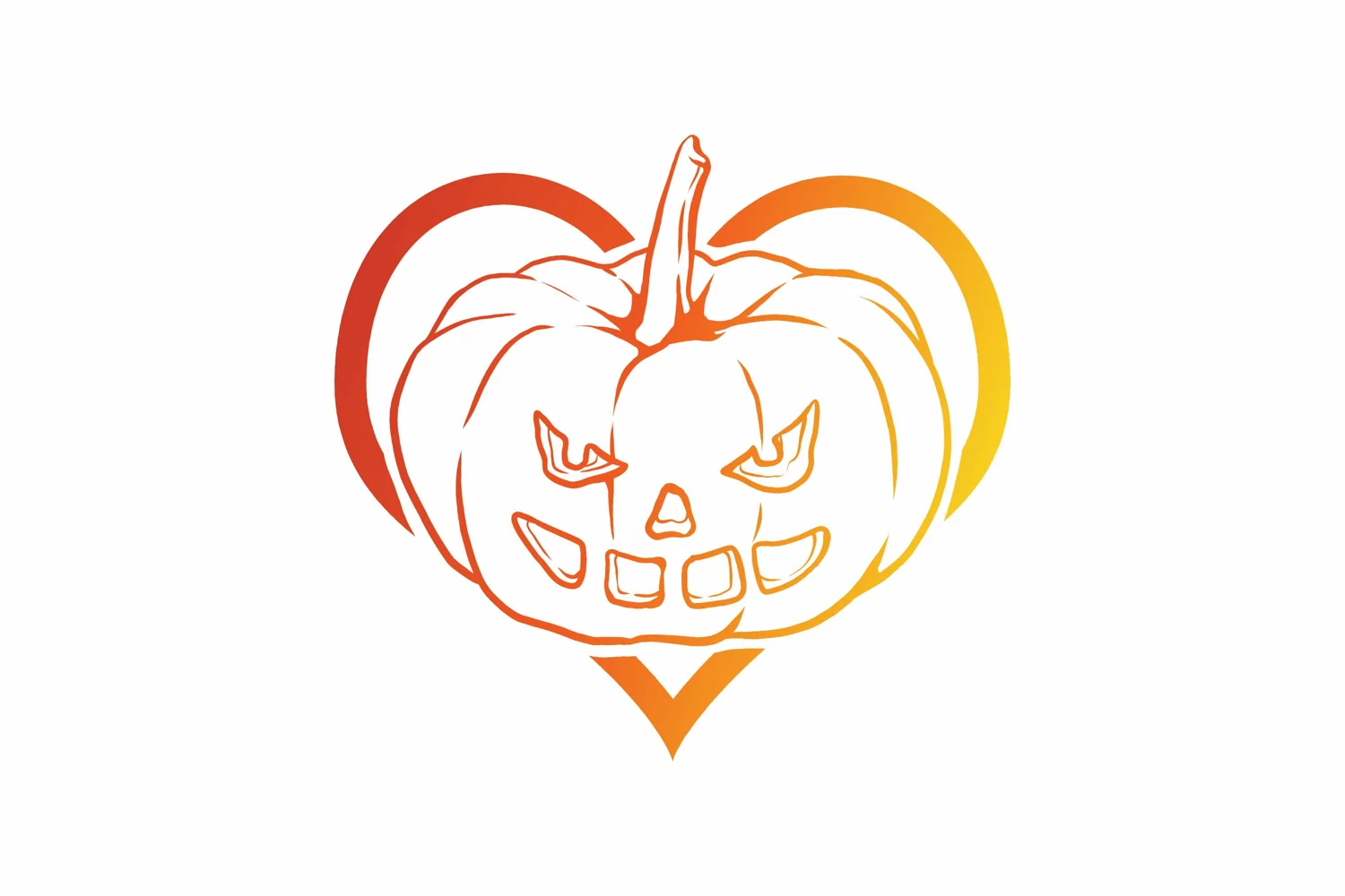 Faced Halloween Pumpkin in Heart with Gradient Color SVG product image 1