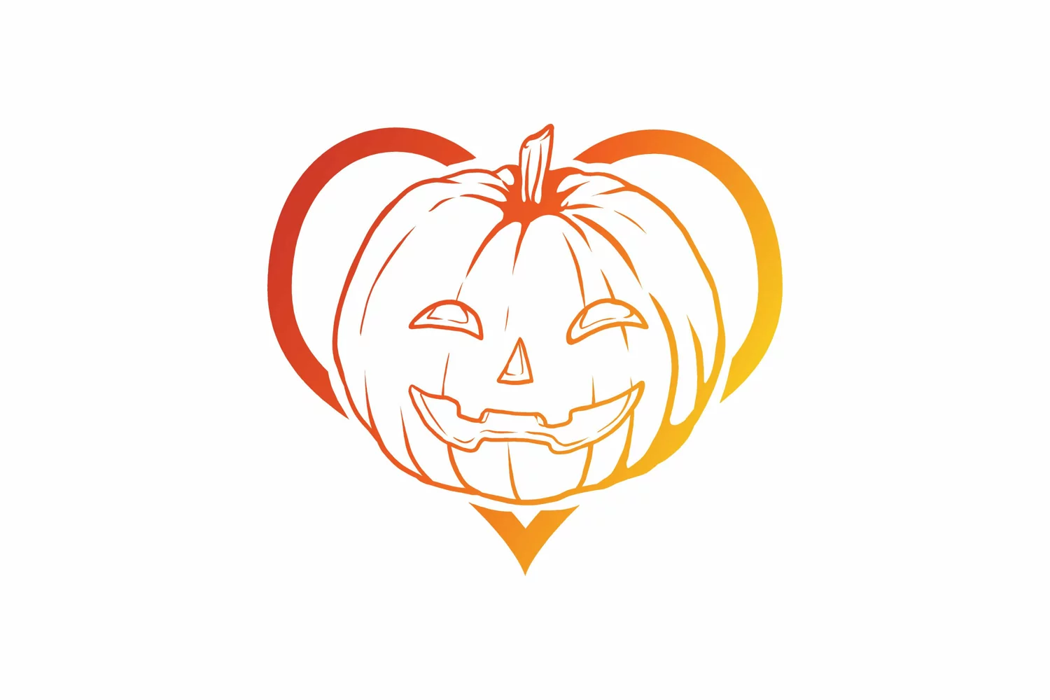 Faced Halloween Pumpkin in Heart with Gradient Color SVG product image 1