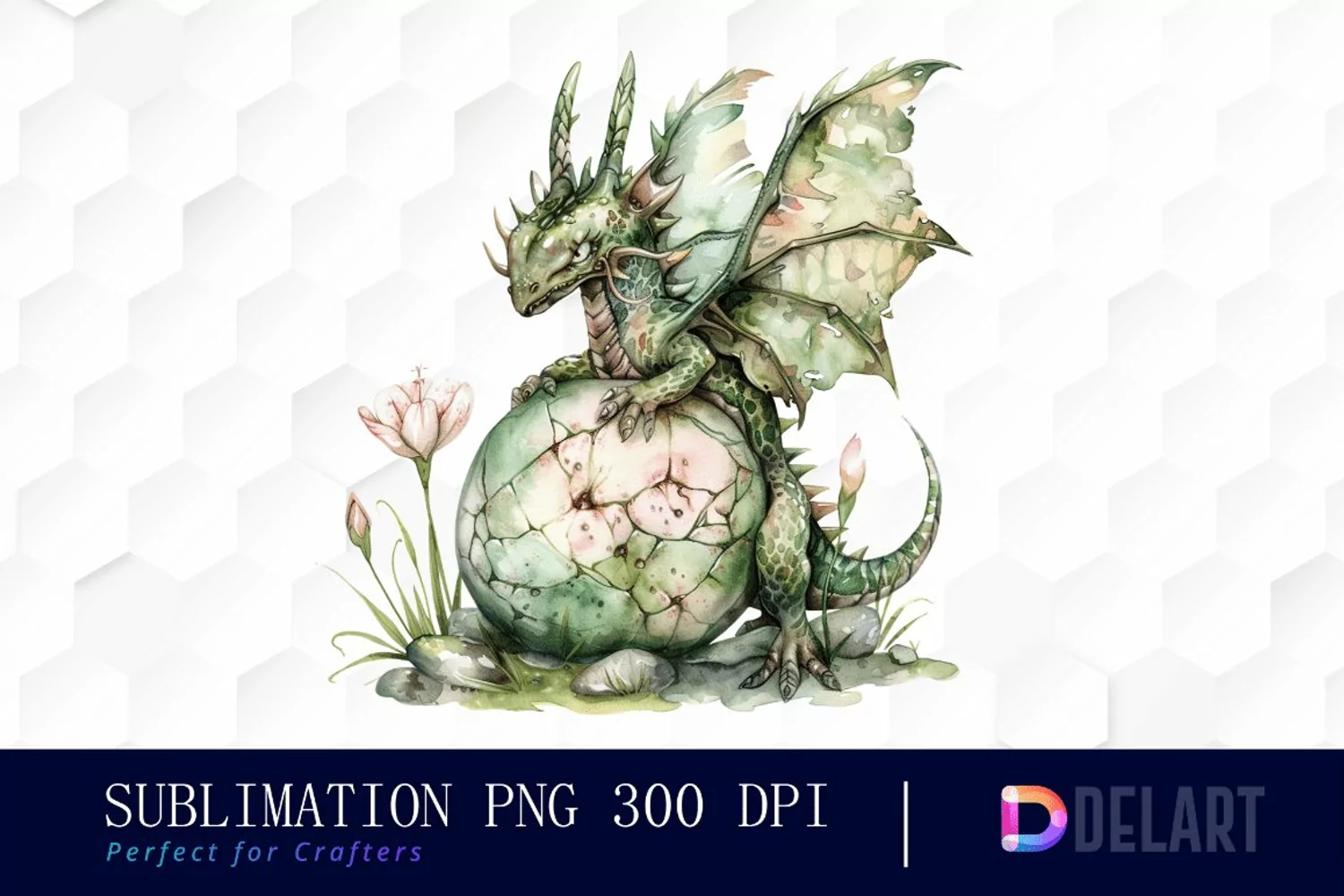 Fairy Dragon Egg Watercolor Clipart product image 1