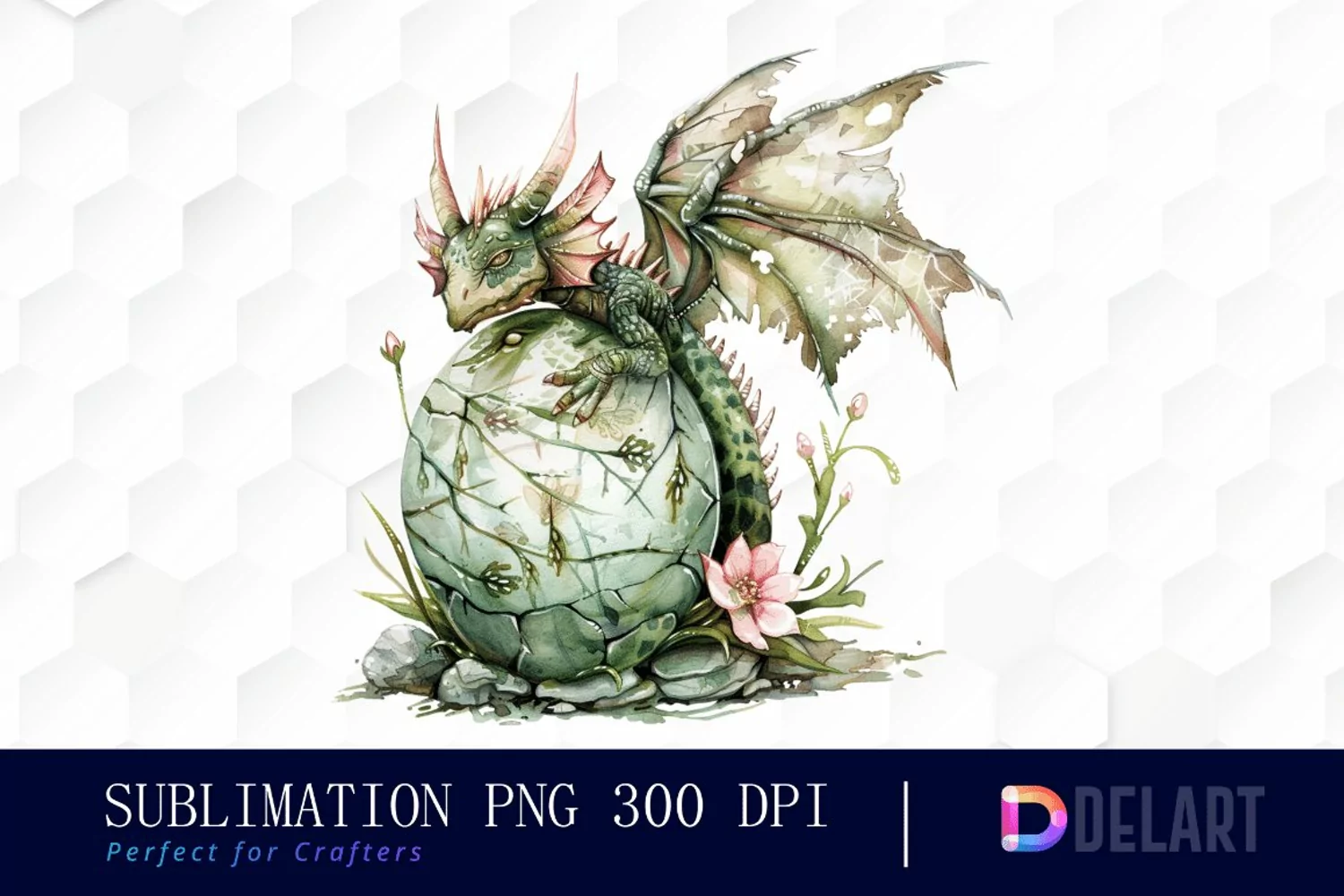 Fairy Dragon Egg Watercolor Clipart product image 1