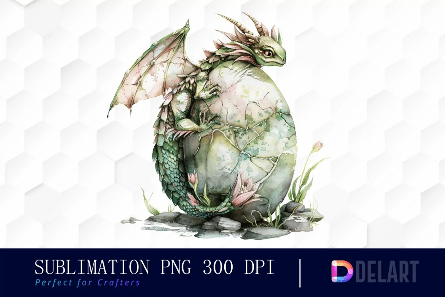 Fairy Dragon Egg Watercolor Clipart product image 1