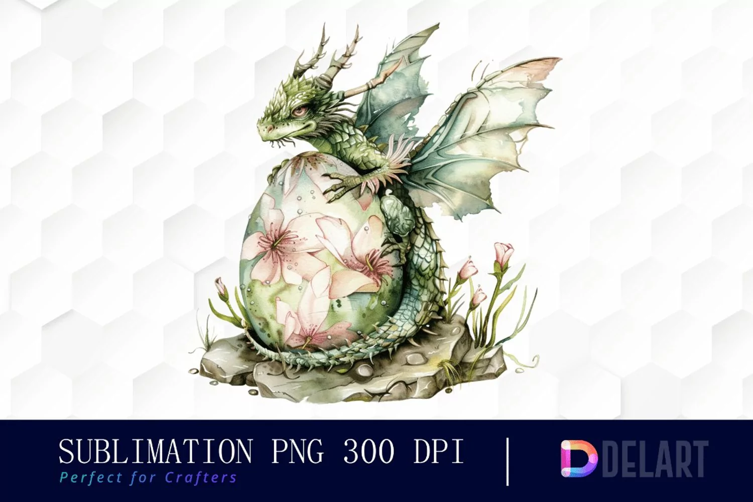 Fairy Dragon Egg Watercolor Clipart product image 1