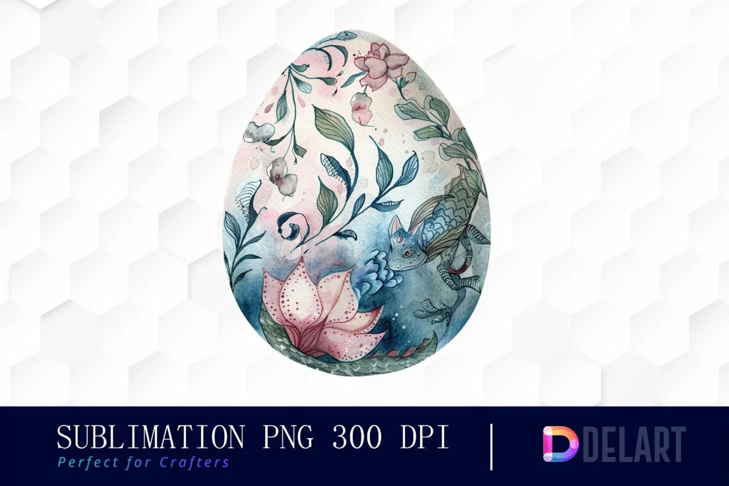 Fairy Dragon Egg Watercolor Clipart product image 1