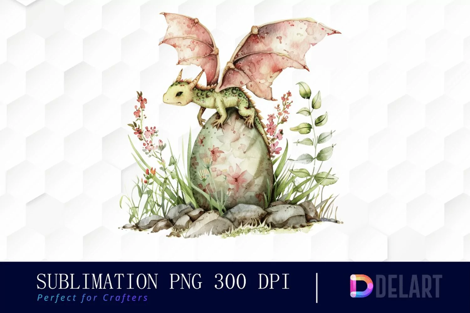 Fairy Dragon Egg Watercolor Clipart product image 1