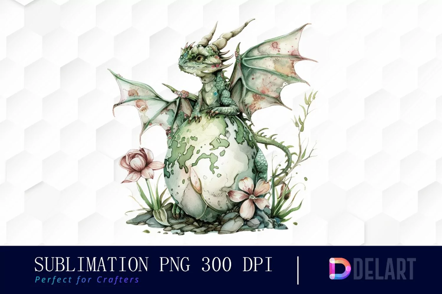 Fairy Dragon Egg Watercolor Clipart product image 1