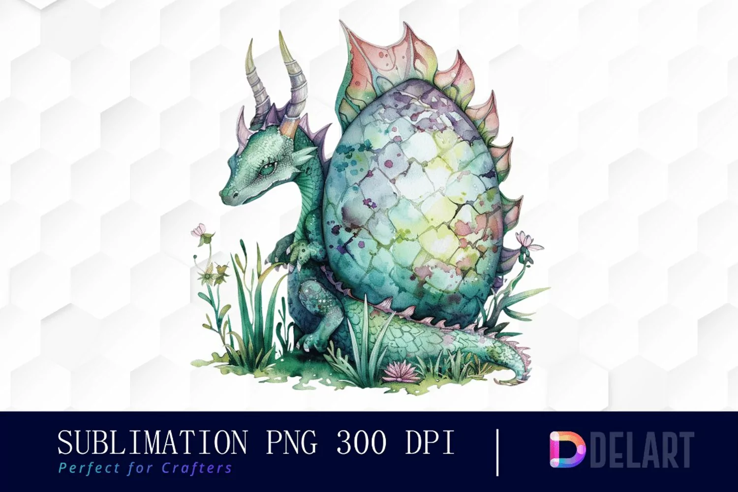 Fairy Dragon Egg Watercolor Clipart product image 1