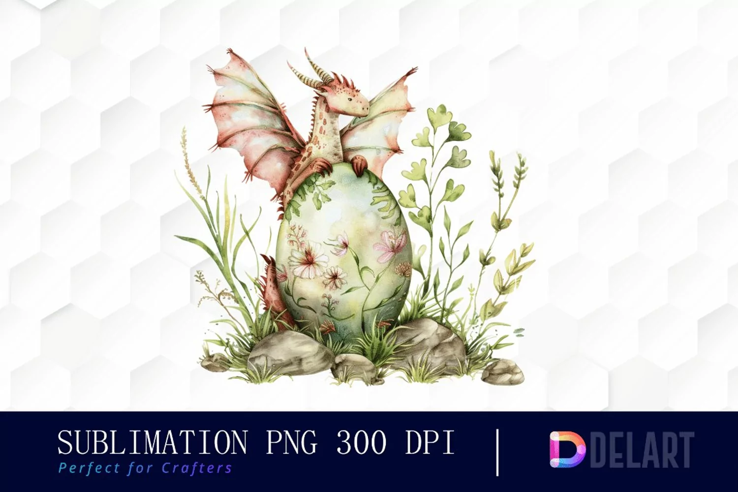 Fairy Dragon Egg Watercolor Clipart product image 1