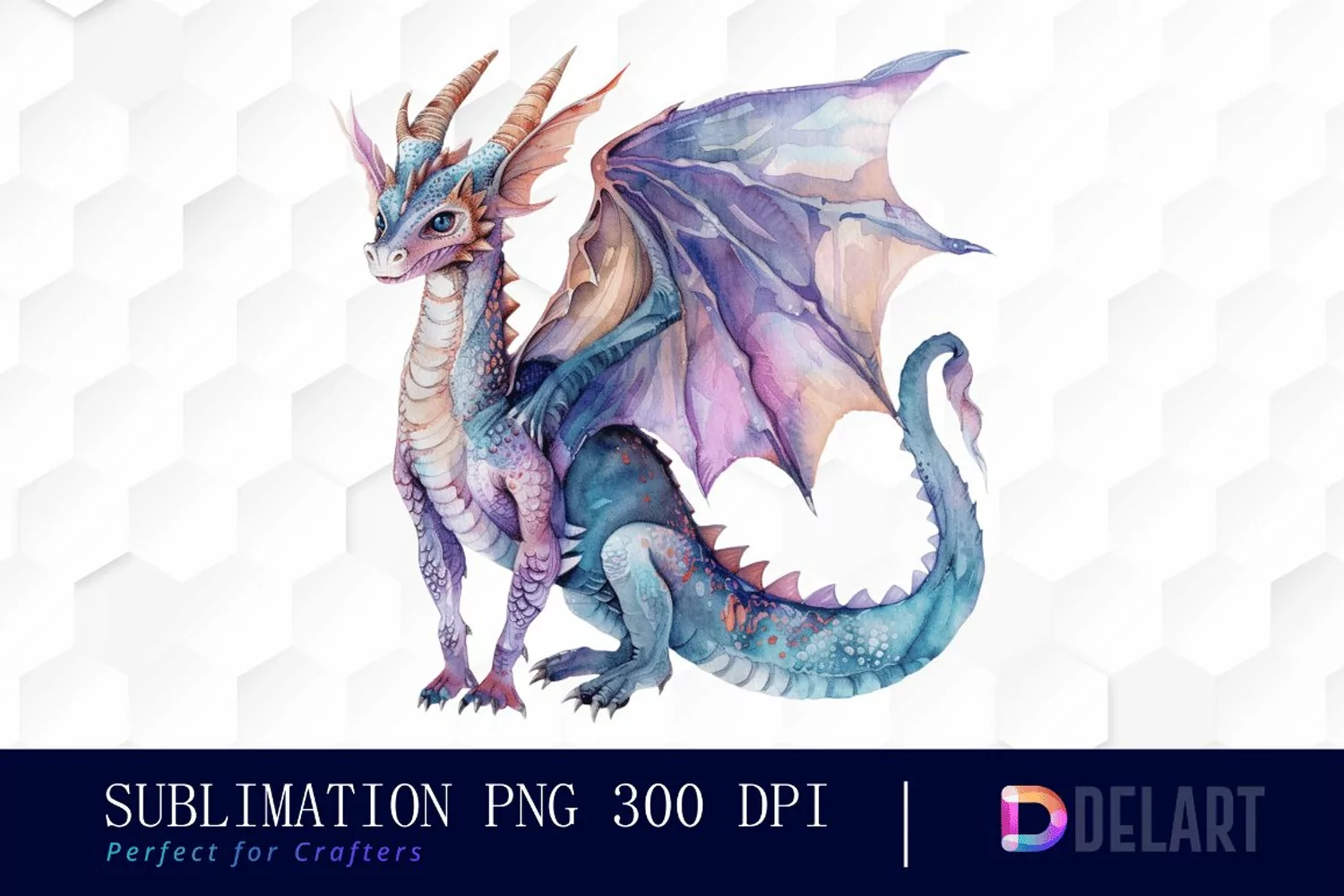 Fairy Dragon Watercolor Clipart product image 1