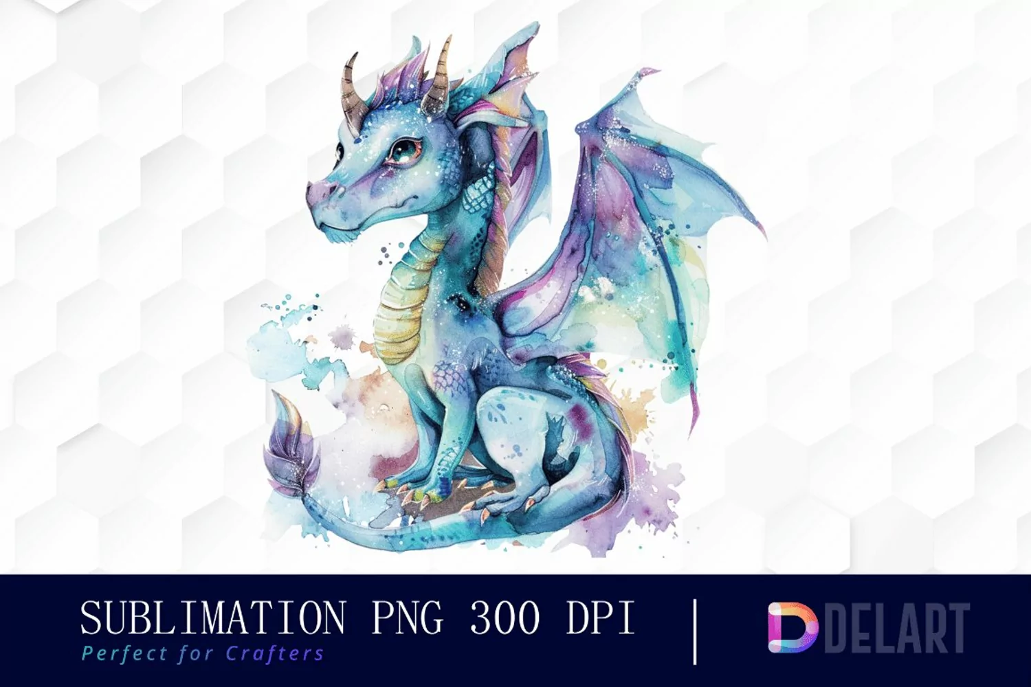 Fairy Dragon Watercolor Clipart product image 1