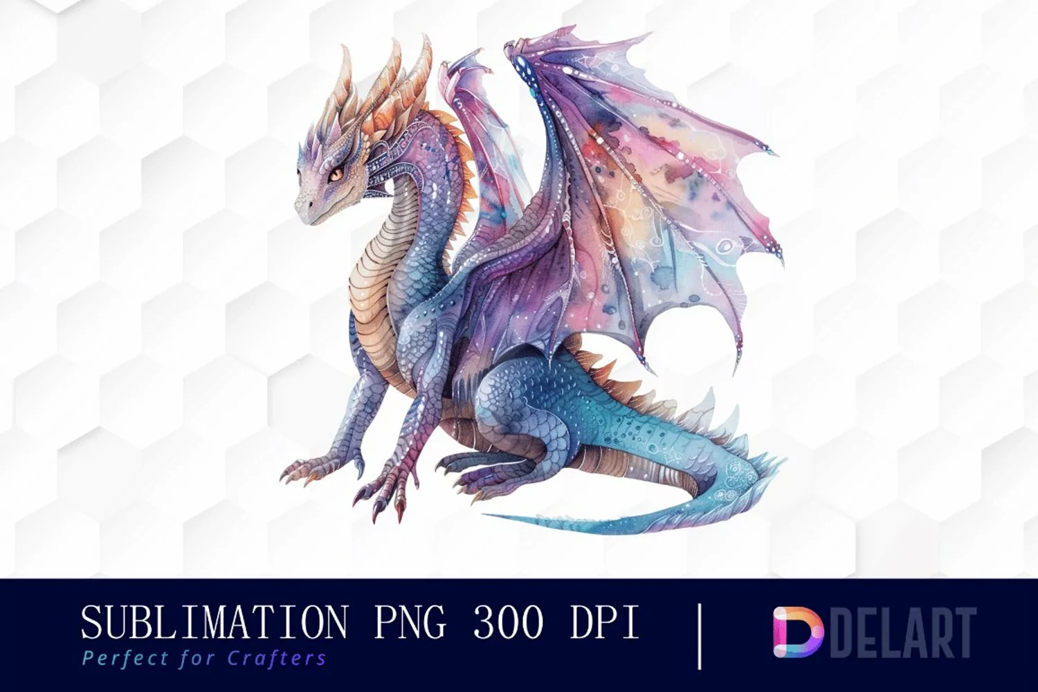 Fairy Dragon Watercolor Clipart product image 1