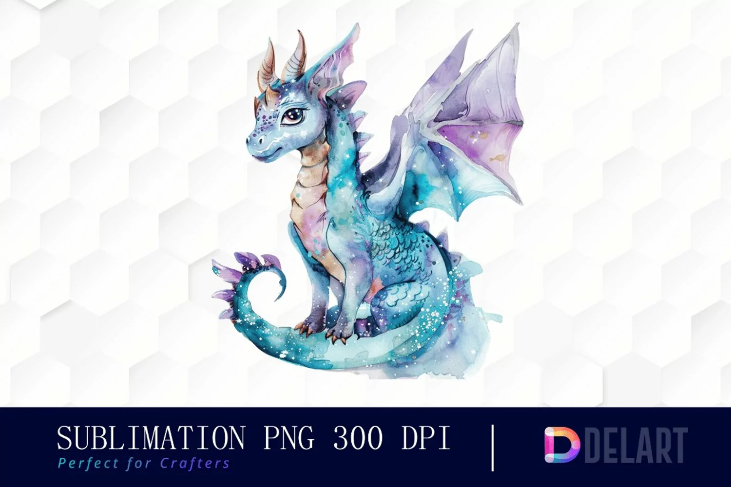 Fairy Dragon Watercolor Clipart product image 1
