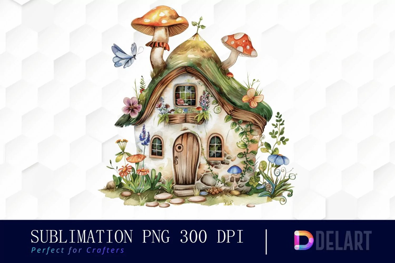 Fairy House Watercolor Clipart product image 1