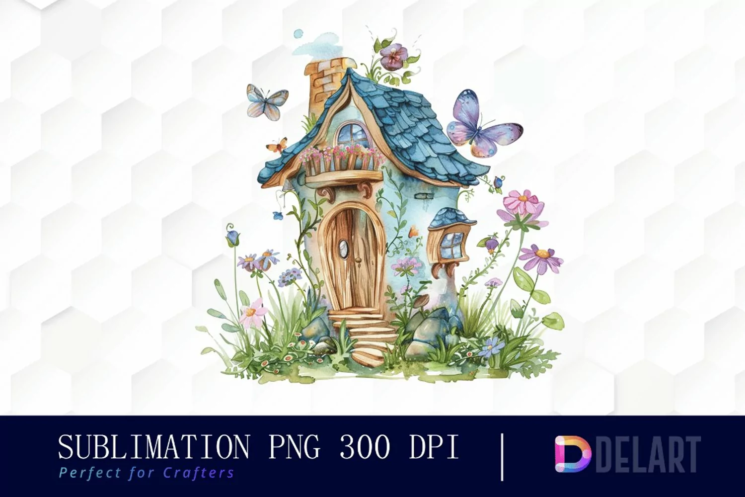 Fairy House Watercolor Clipart product image 1