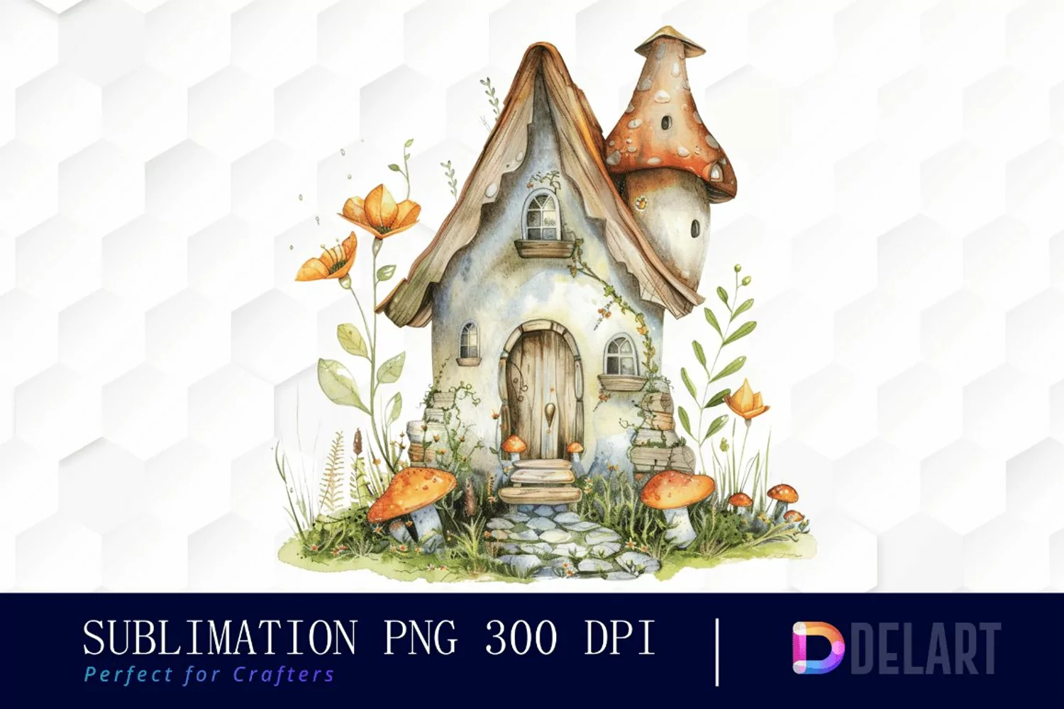 Fairy House Watercolor Clipart product image 1