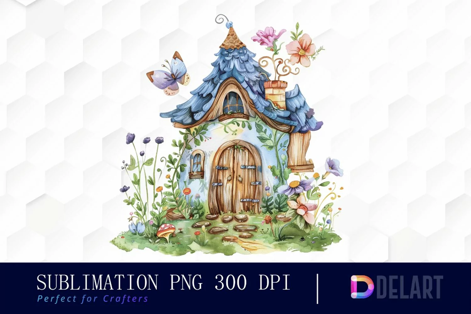 Fairy House Watercolor Clipart product image 1