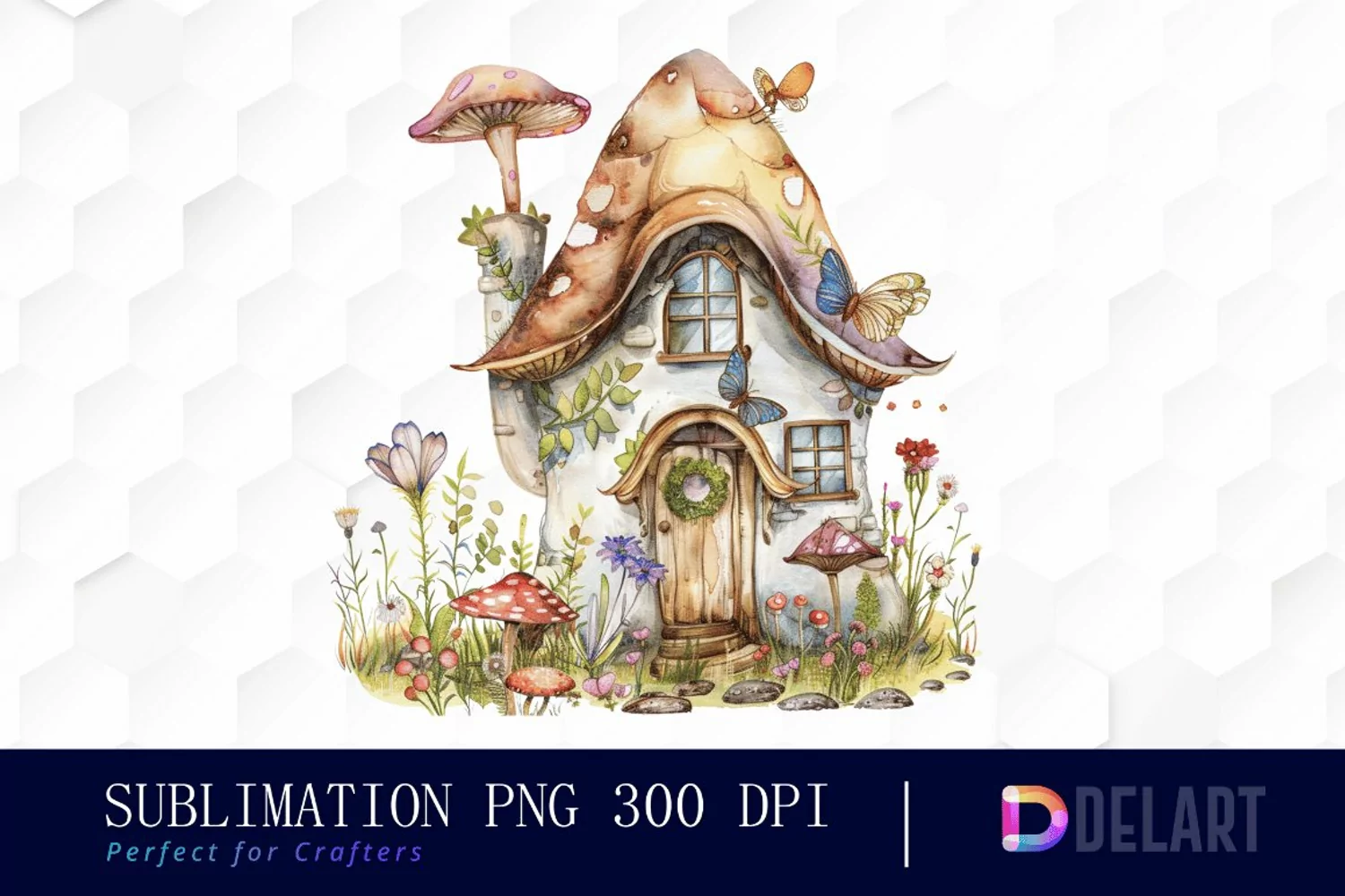 Fairy House Watercolor Clipart product image 1
