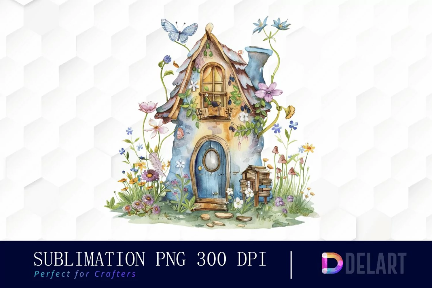 Fairy House Watercolor Clipart product image 1