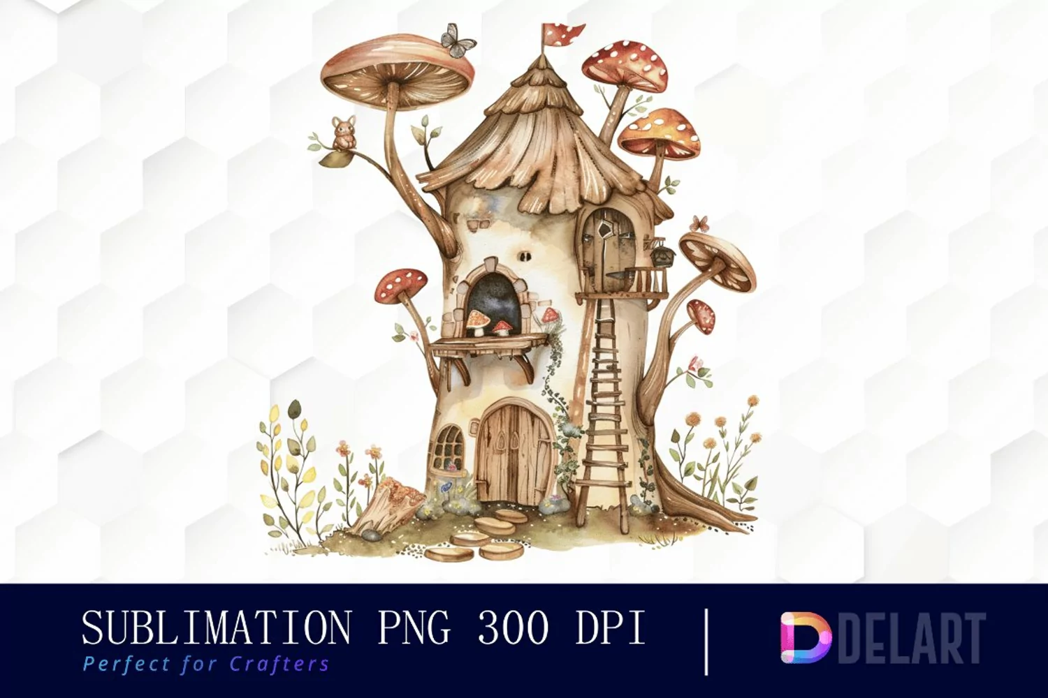 Fairy House Watercolor Clipart product image 1