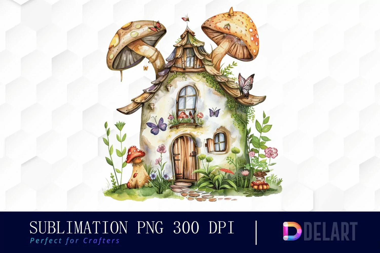 Fairy House Watercolor Clipart product image 1