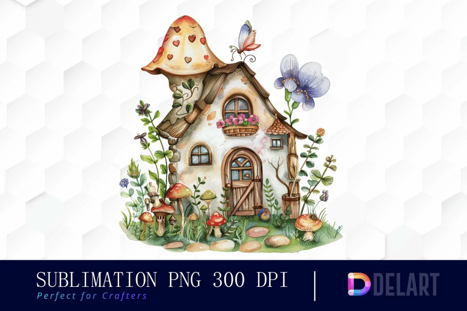 Fairy House Watercolor Clipart product image 1
