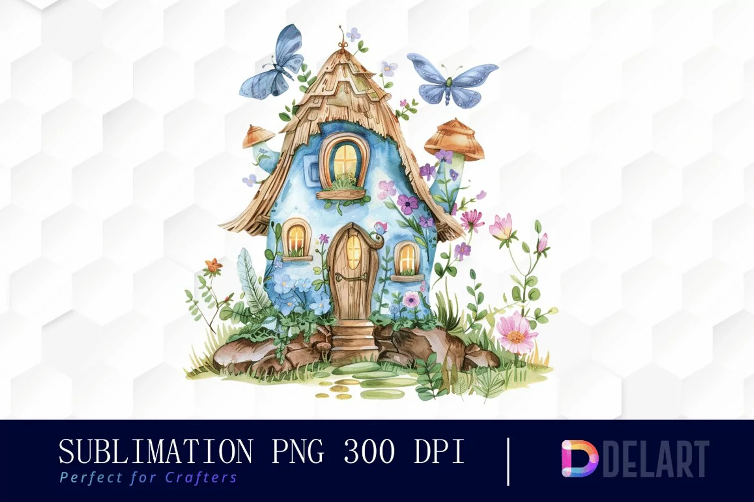 Fairy House Watercolor Clipart product image 1