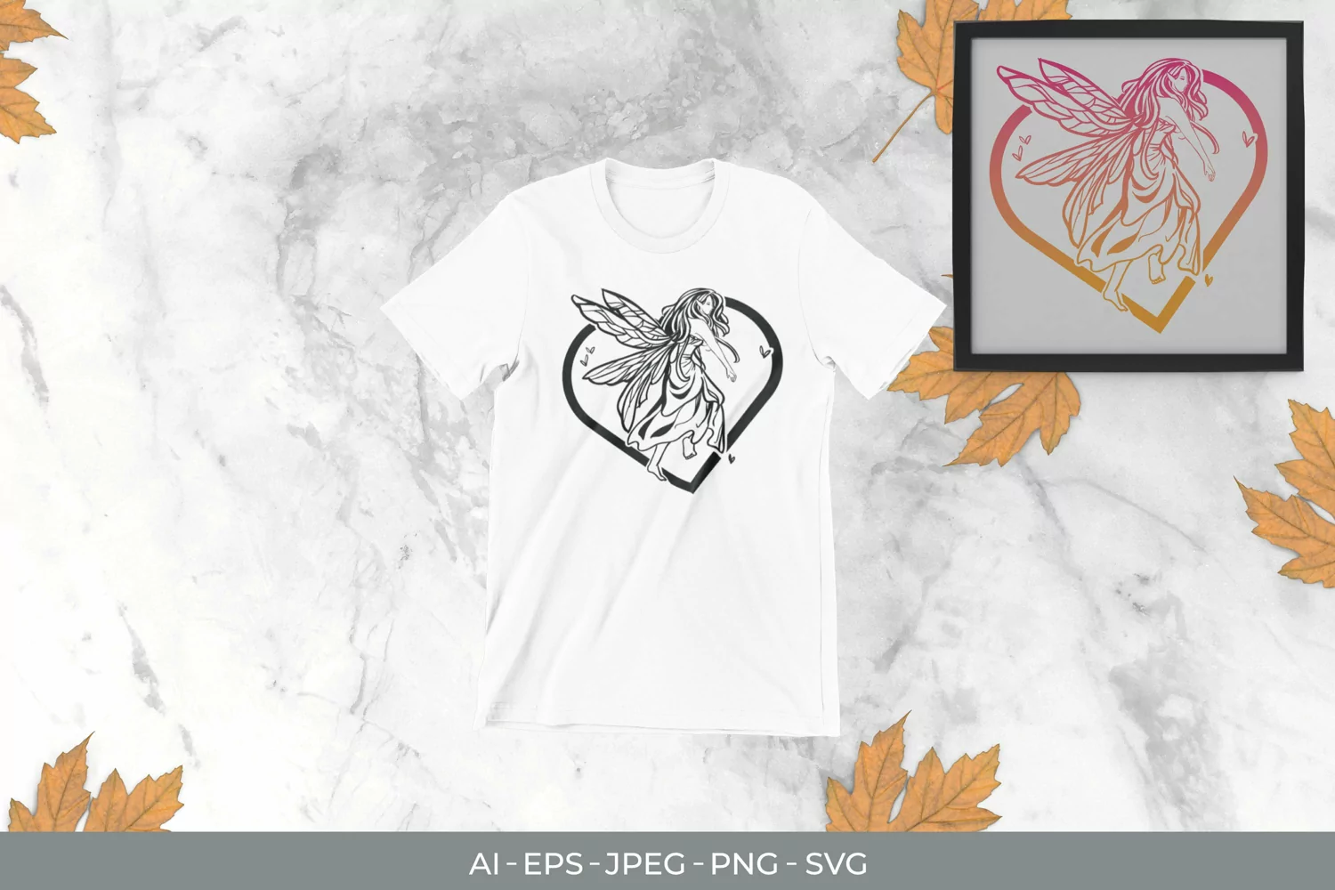 Fairy in Heart with Gradient Color SVG product image 1