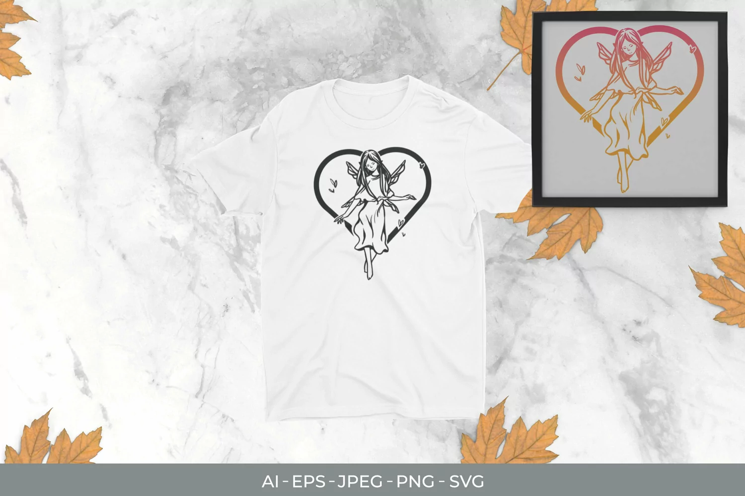 Fairy in Heart with Gradient Color SVG product image 1